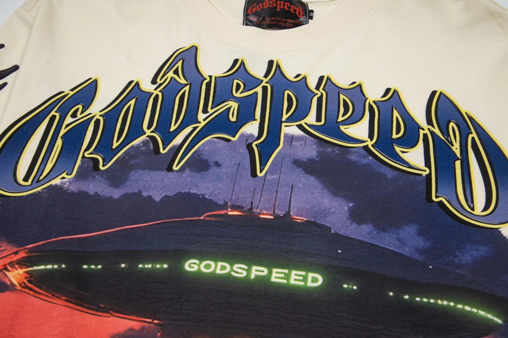 G53# GodSpeed ​​white ink direct spray wash long sleeve S-XL size apricot P146