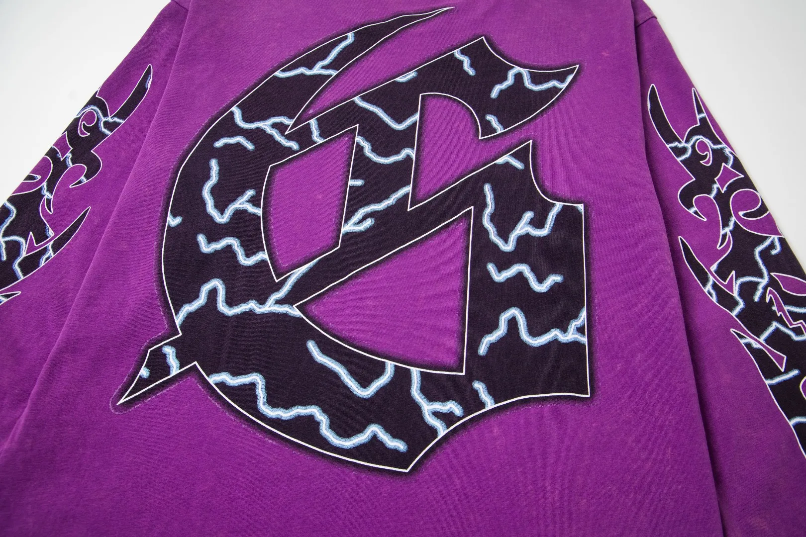 G52# GodSpeed ​​white ink direct spray washed long sleeve S-XL size purple (washed) P156 apricot P146