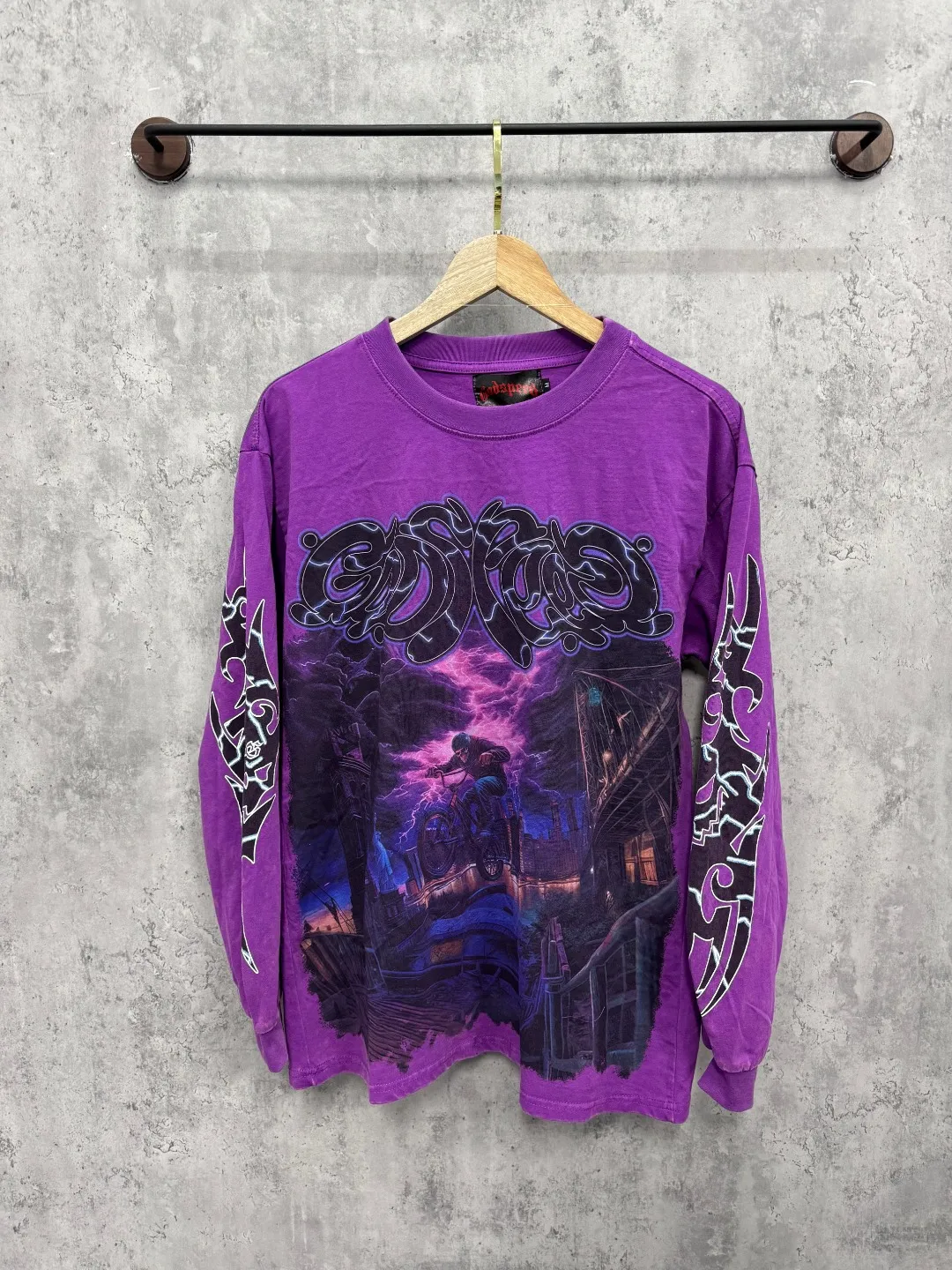 G52# GodSpeed ​​white ink direct spray washed long sleeve S-XL size purple (washed) P156 apricot P146