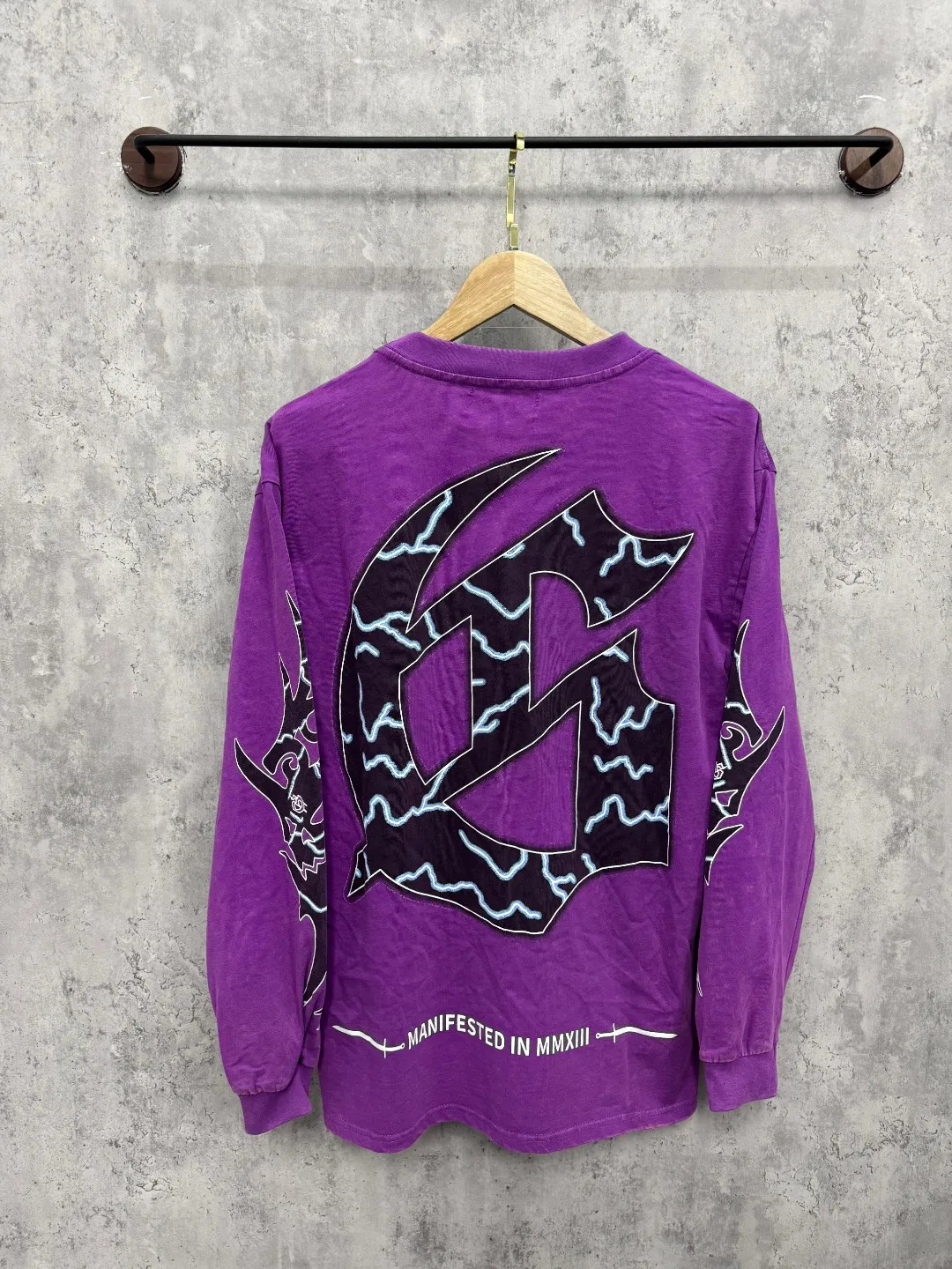 G52# GodSpeed ​​white ink direct spray washed long sleeve S-XL size purple (washed) P156 apricot P146