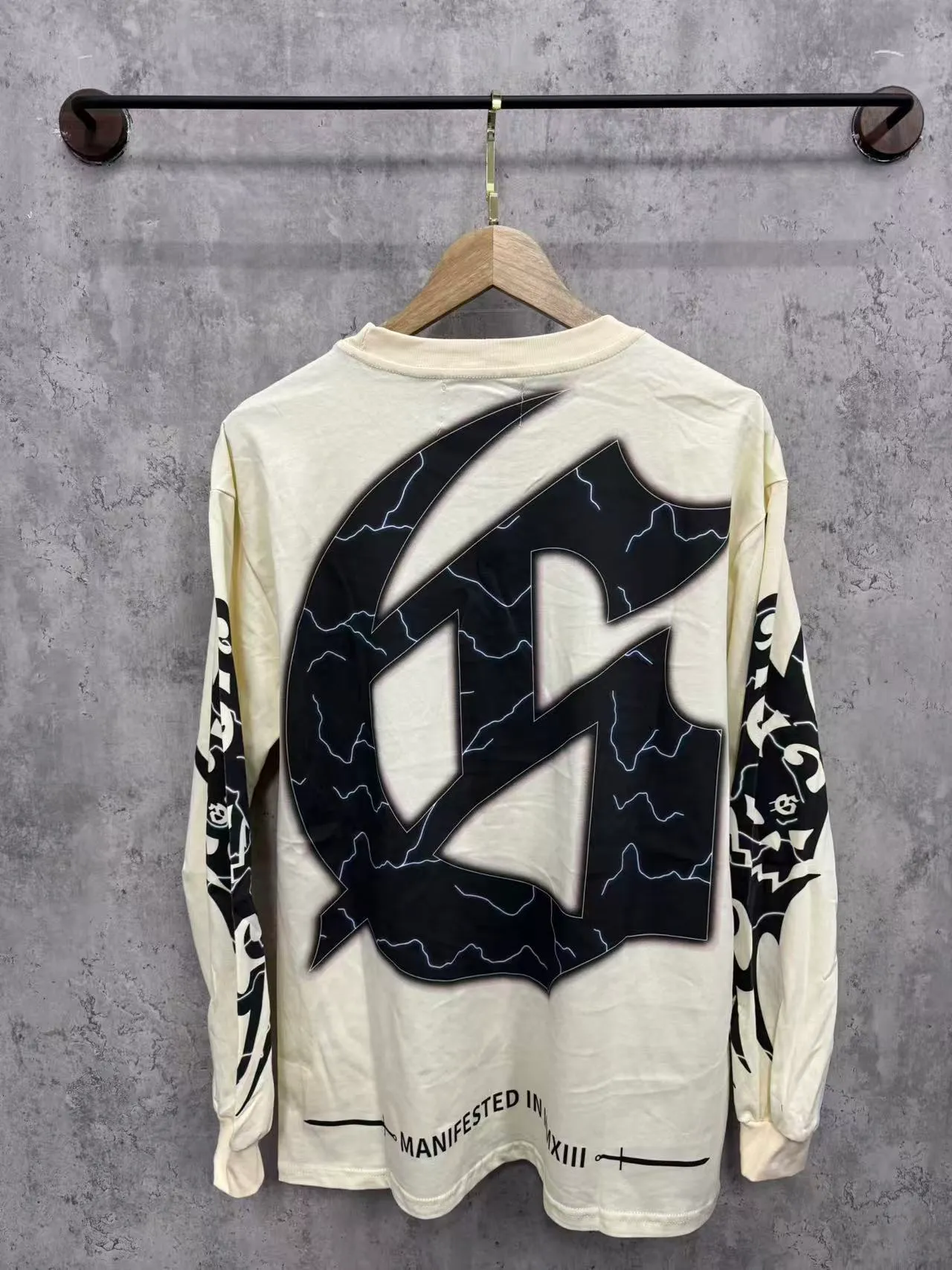 G52# GodSpeed ​​white ink direct spray washed long sleeve S-XL size purple (washed) P156 apricot P146