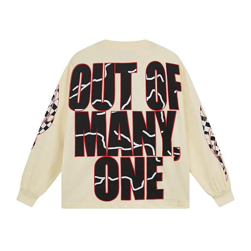 3102# P140 Real shot of Godspeed American fashion rock street pure cotton loose bottoming long-sleeved T-shirt long T. Fabric: 270g 32 count fine cotton double yarn pure cotton Color: Apricot Code number: S M L XL