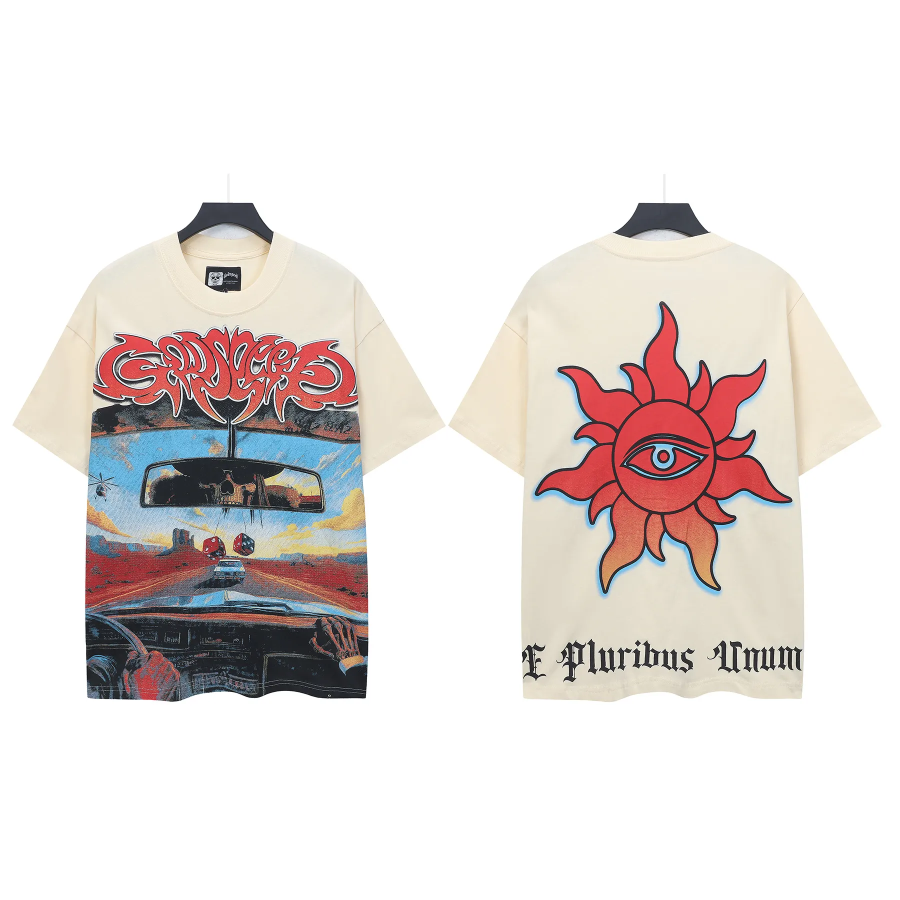 5311#apricot | P106 Godspeed cross-border American rock and roll street washed retro style short-sleeved T (craft printing) fabric (fabric) 32 counts combed double yarn 240 grams weight code number (size): S-M-L-XL color (colour): apricot