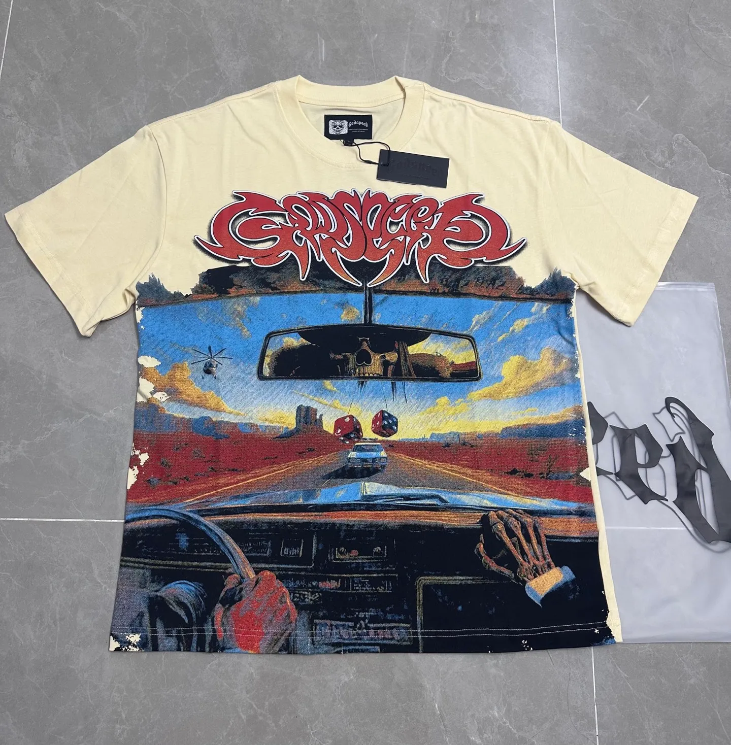 5311#apricot | P106 Godspeed cross-border American rock and roll street washed retro style short-sleeved T (craft printing) fabric (fabric) 32 counts combed double yarn 240 grams weight code number (size): S-M-L-XL color (colour): apricot