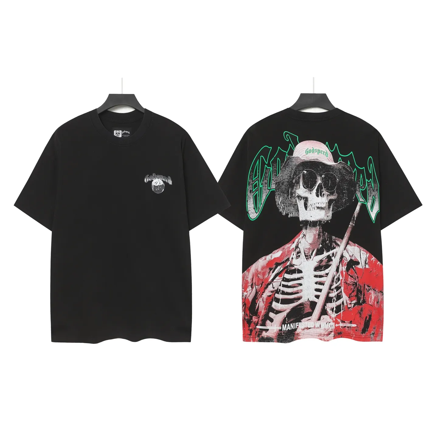 6077#washed black | P116 Godspeed cross-border American rock and roll street washed retro style short-sleeved T (craft printing) fabric (fabric): 32 count combed double yarn 250g weight code number (size): S-M-L-XL color (colour): washed black