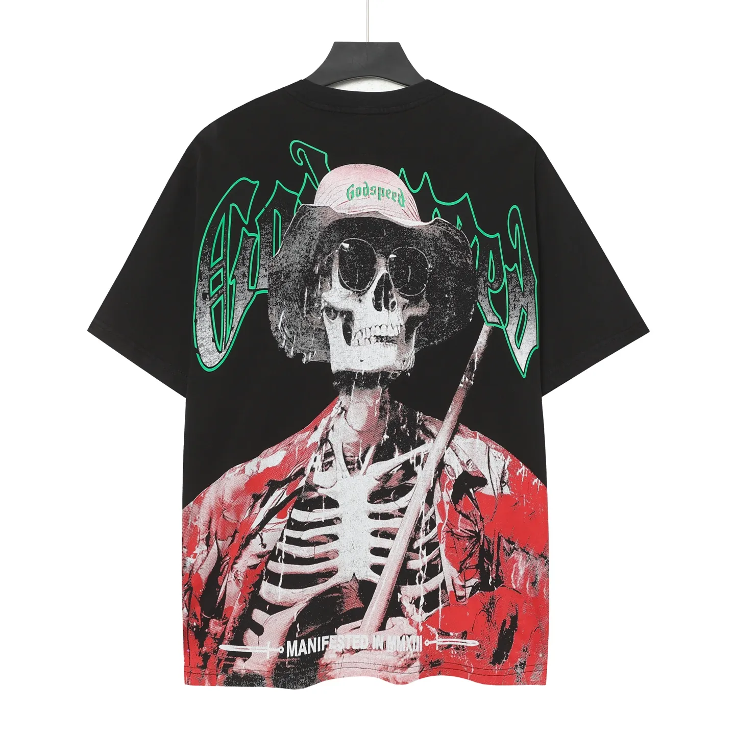 6077#washed black | P116 Godspeed cross-border American rock and roll street washed retro style short-sleeved T (craft printing) fabric (fabric): 32 count combed double yarn 250g weight code number (size): S-M-L-XL color (colour): washed black