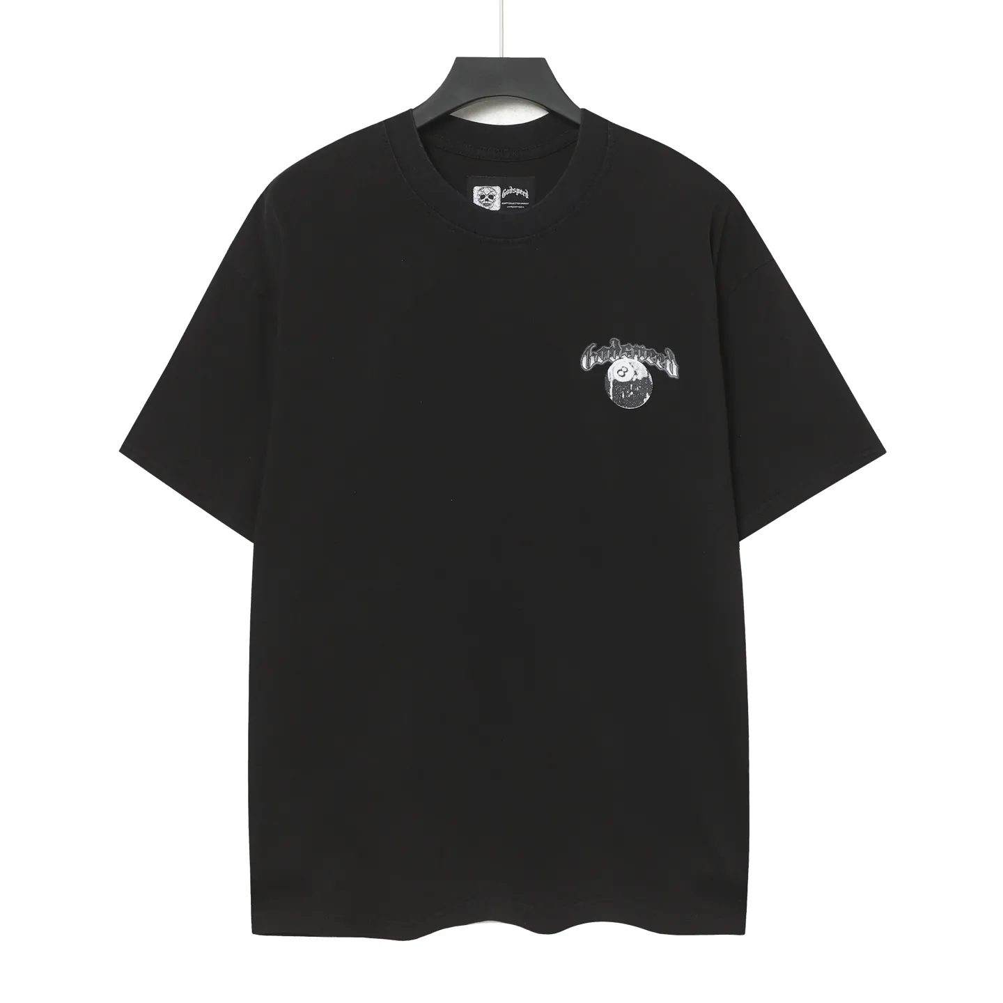 6077#washed black | P116 Godspeed cross-border American rock and roll street washed retro style short-sleeved T (craft printing) fabric (fabric): 32 count combed double yarn 250g weight code number (size): S-M-L-XL color (colour): washed black