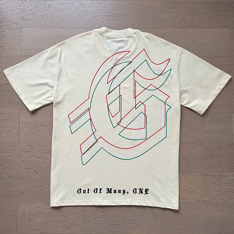 3060# P110 Real shot Godspeed American fashion rock street retro loose printed cotton short sleeves Fabric: 240g 32 count fine cotton double yarn pure cotton Color: apricot Size: S M L XL