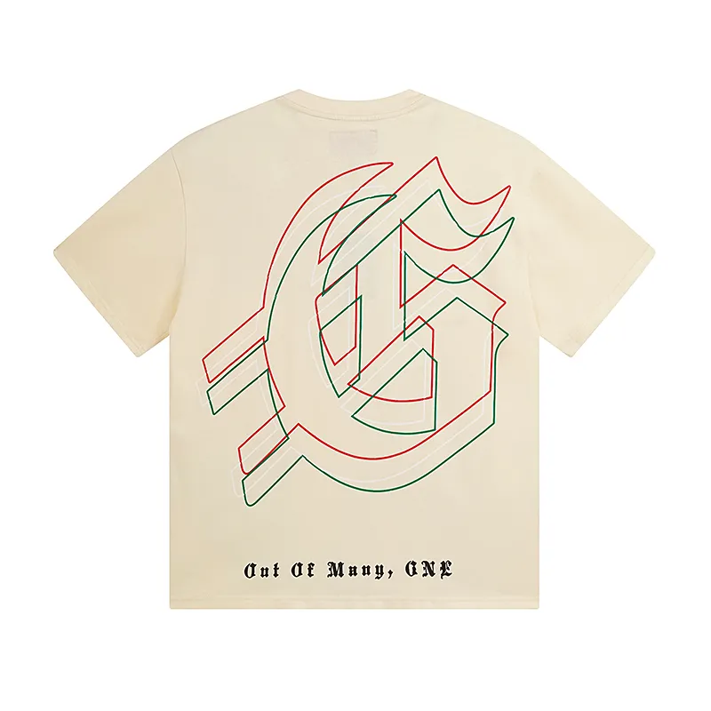 3060# P110 Real shot Godspeed American fashion rock street retro loose printed cotton short sleeves Fabric: 240g 32 count fine cotton double yarn pure cotton Color: apricot Size: S M L XL