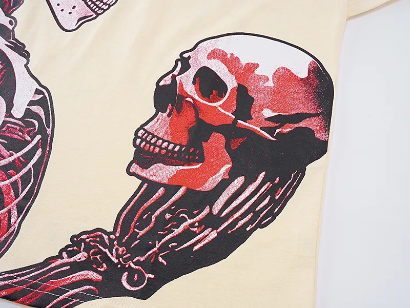 3060# P110 Real shot Godspeed American fashion rock street retro loose printed cotton short sleeves Fabric: 240g 32 count fine cotton double yarn pure cotton Color: apricot Size: S M L XL