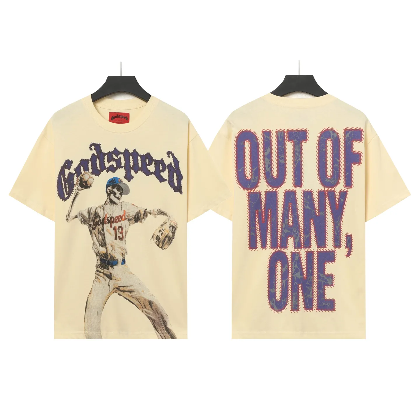 5013# white | apricot | P104 Godspeed cross-border American rock and roll street wash retro style short-sleeved T (craft print) fabric (fabric): 32 counts combed double yarn 240 grams weight code number (size): S-M-L-XL color (colour): white, apricot,