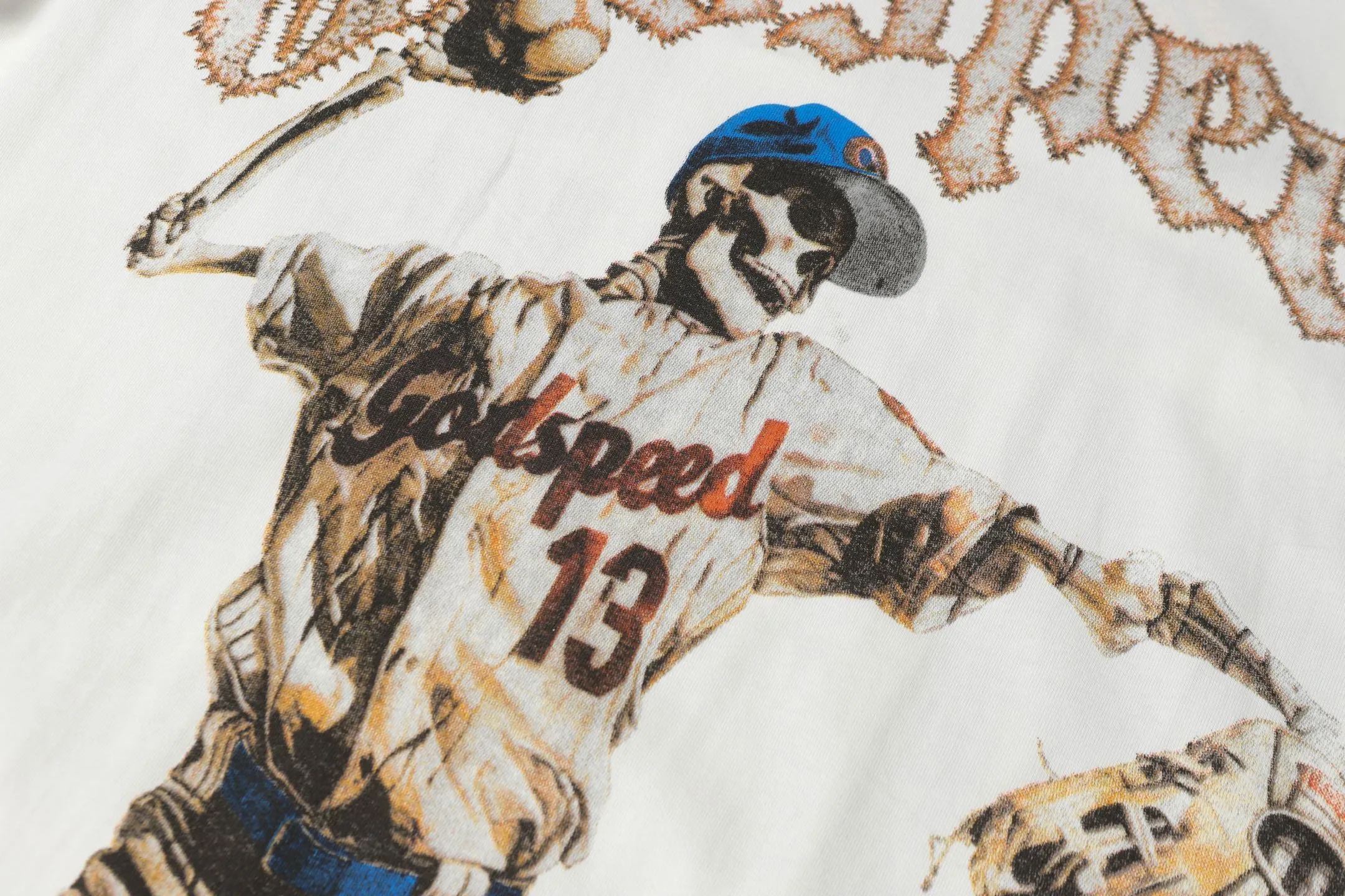 5013# white | apricot | P104 Godspeed cross-border American rock and roll street wash retro style short-sleeved T (craft print) fabric (fabric): 32 counts combed double yarn 240 grams weight code number (size): S-M-L-XL color (colour): white, apricot,
