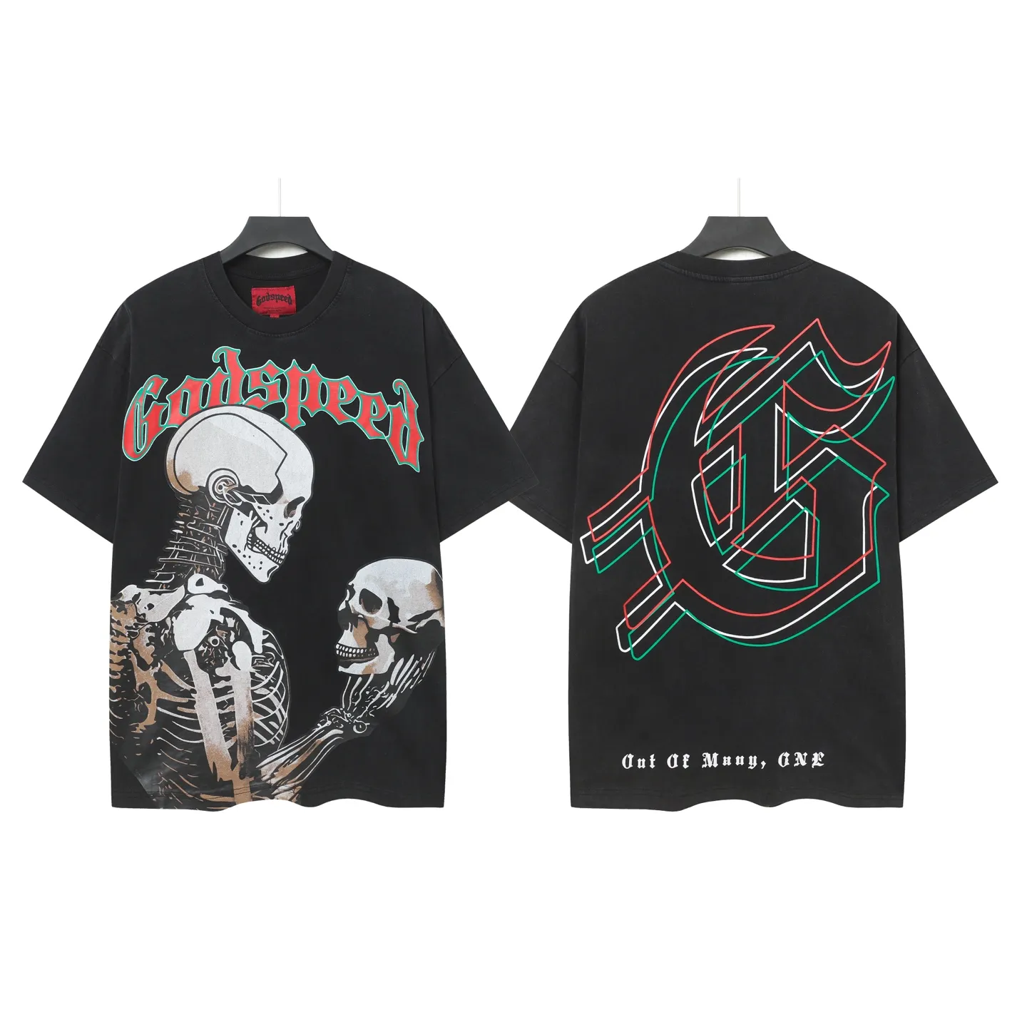 58💰6078#washed black I Godspeed cross-border American rock and roll street washed retro style short-sleeved T (craft printing) fabric (fabric): 32 count combed double yarn 250 grams weight code number (size): S-M-L-XL color (colour): washed black