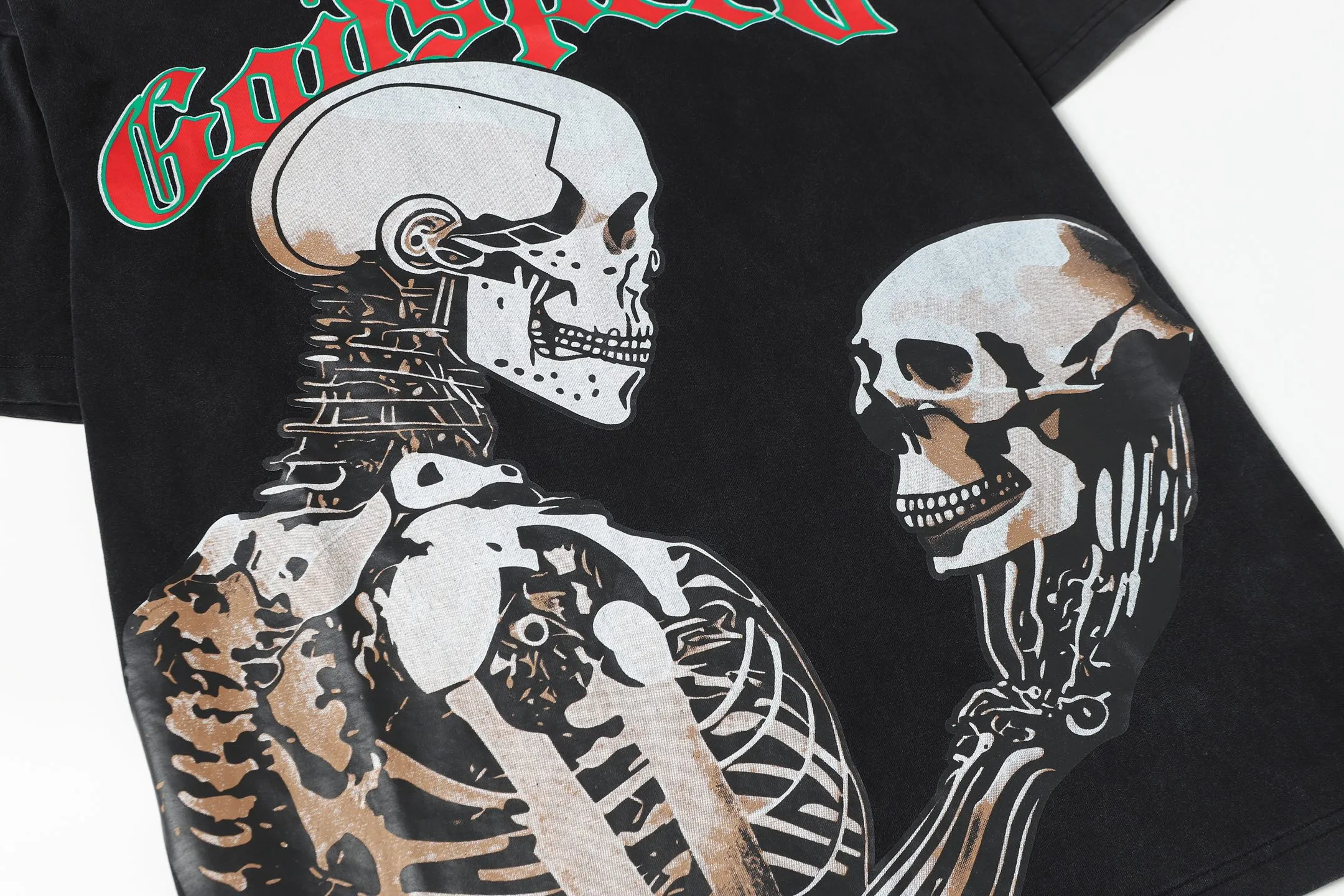 58💰6078#washed black I Godspeed cross-border American rock and roll street washed retro style short-sleeved T (craft printing) fabric (fabric): 32 count combed double yarn 250 grams weight code number (size): S-M-L-XL color (colour): washed black