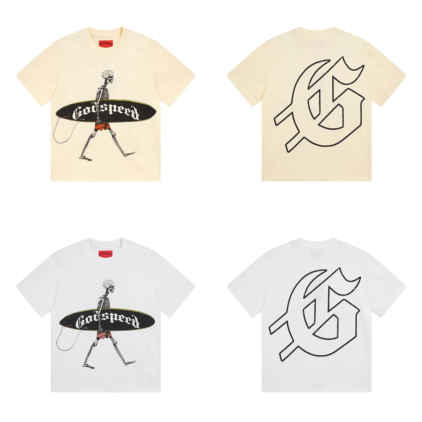 5049#White/Apricot｜P104 Godspeed cross-border American rock and roll street washed retro style short-sleeved T (craft printing) fabric (fabric): 32-count combed double yarn 240 grams weight code number (size): S-M-L-XL color (colour): white, apricot,