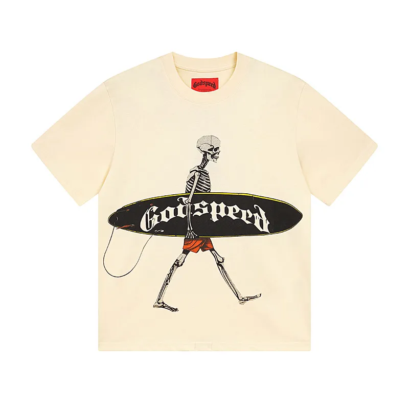 5049#White/Apricot｜P104 Godspeed cross-border American rock and roll street washed retro style short-sleeved T (craft printing) fabric (fabric): 32-count combed double yarn 240 grams weight code number (size): S-M-L-XL color (colour): white, apricot,