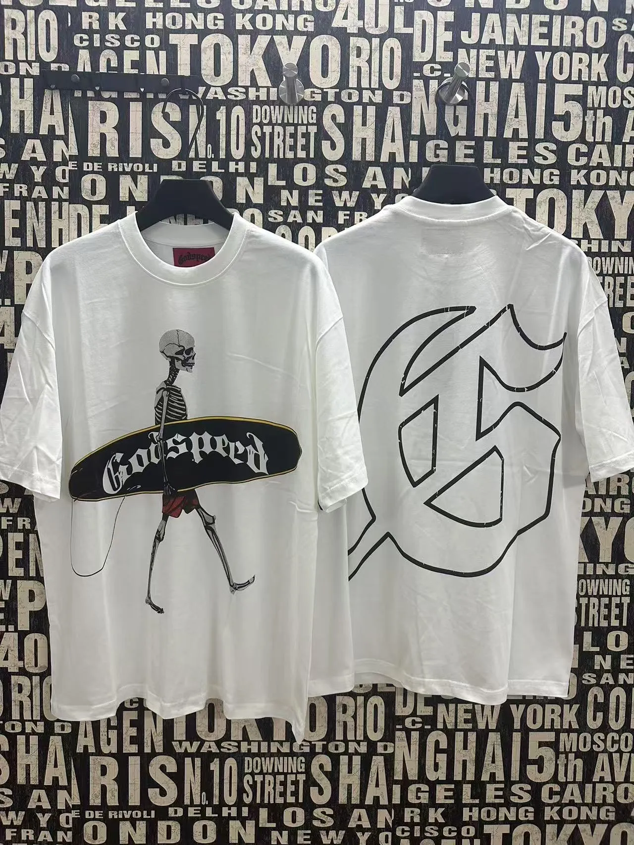 5049#White/Apricot｜P104 Godspeed cross-border American rock and roll street washed retro style short-sleeved T (craft printing) fabric (fabric): 32-count combed double yarn 240 grams weight code number (size): S-M-L-XL color (colour): white, apricot,