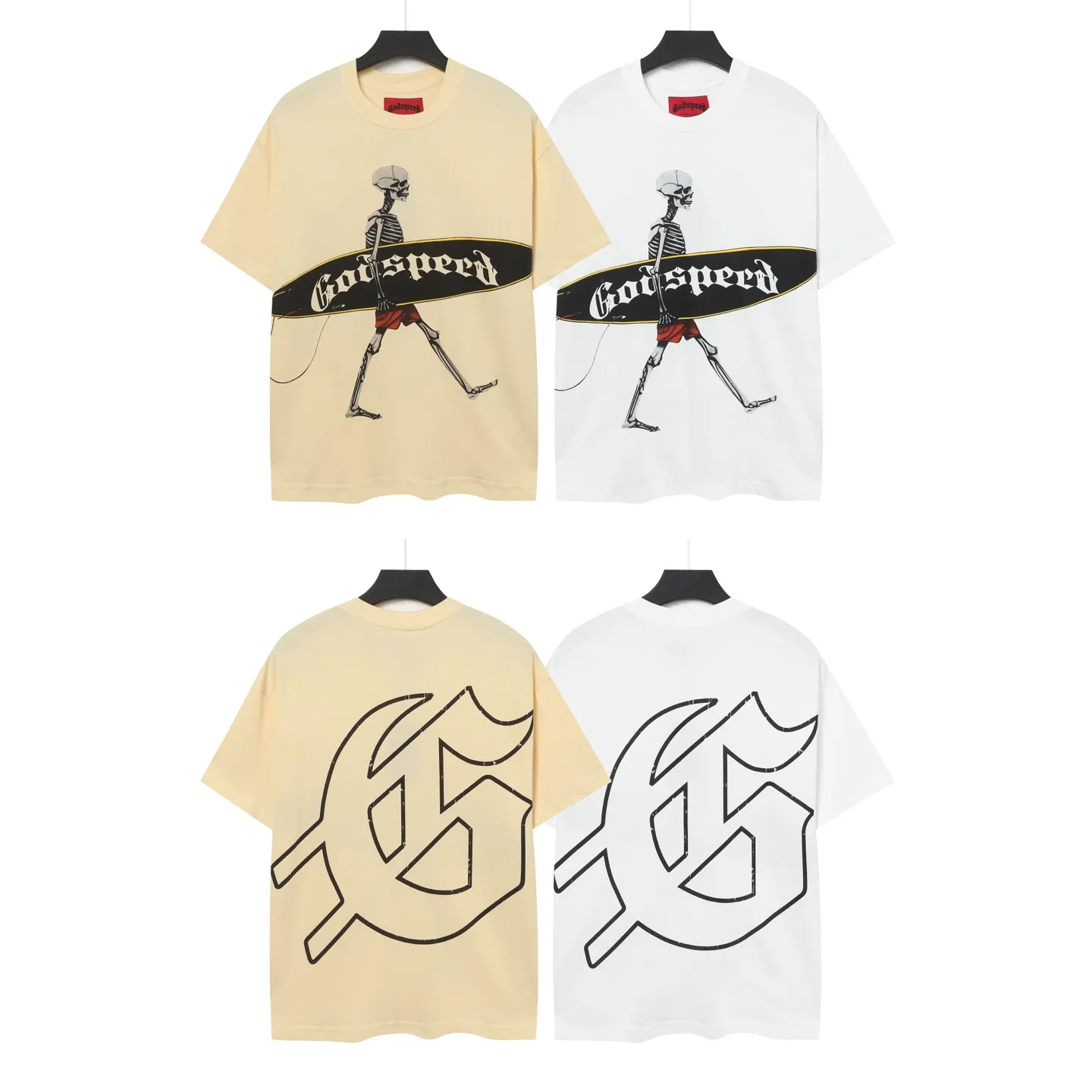 5049#White/Apricot｜P104 Godspeed cross-border American rock and roll street washed retro style short-sleeved T (craft printing) fabric (fabric): 32-count combed double yarn 240 grams weight code number (size): S-M-L-XL color (colour): white, apricot,