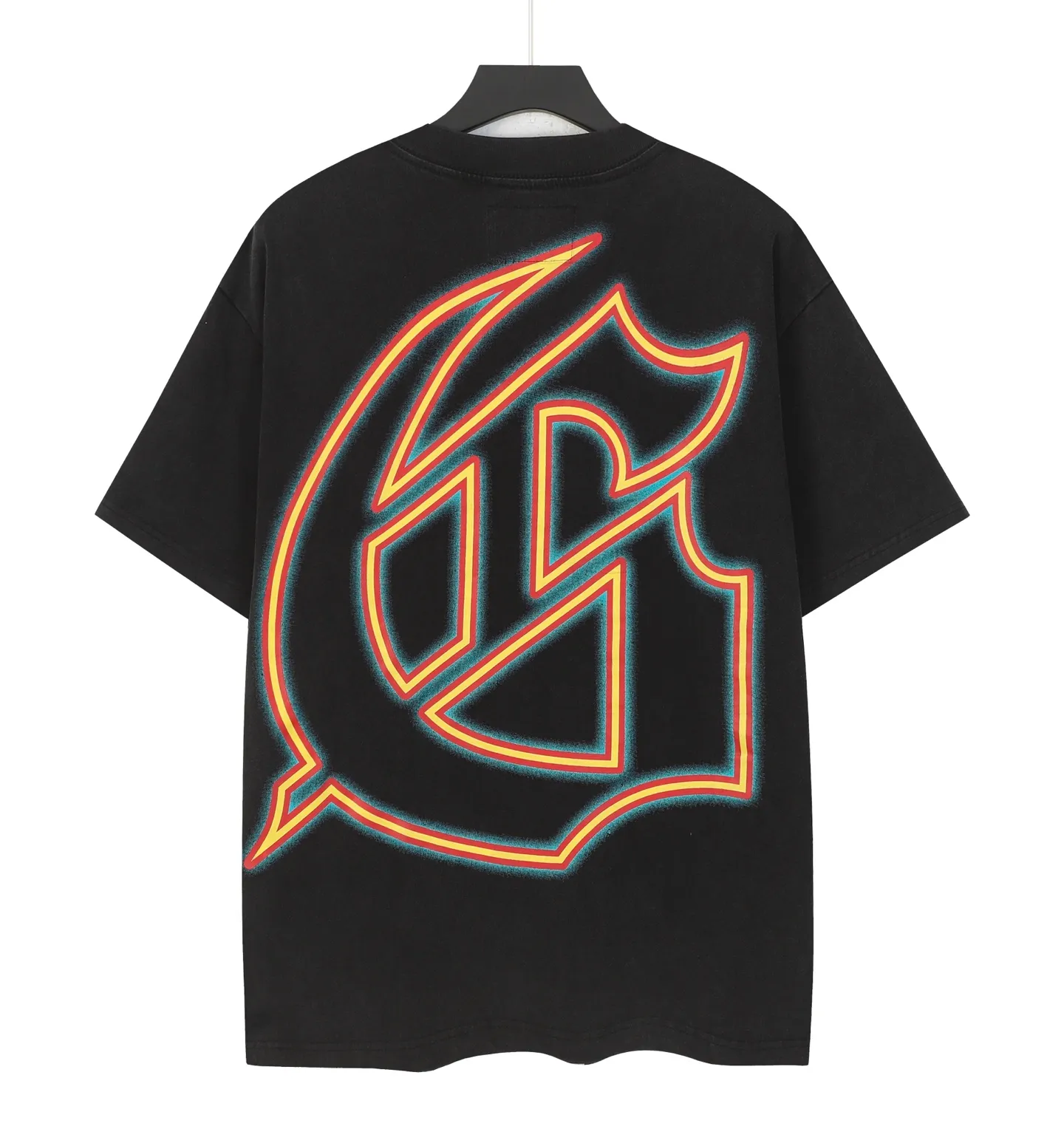 6095# washed black I P116 high-definition printing. soft touch Godspeed cross-border American rock and roll street washed retro style short-sleeved T (craft printing) fabric (fabric): 32 count combed double yarn 250 grams weight code (size): S-M-L-XL color (colour): washed black 👉 👉 👉