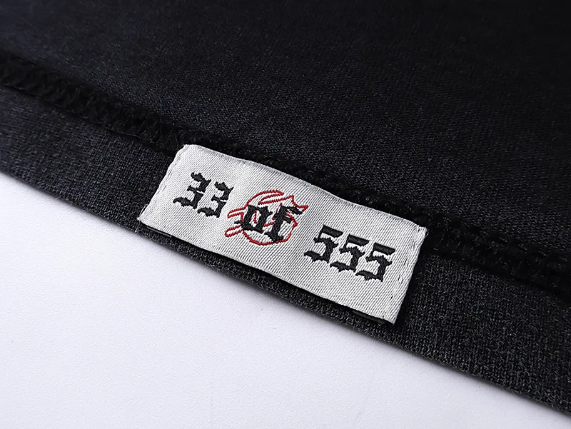 1019# P126 Washed Black Real Shot Godspeed American Fashion Rock Street Retro Washed Distressed Printed Pure Cotton Short Sleeves Fabric: 250g 32 Count Fine Cotton Double Yarn Pure Cotton Color: Washed Black Size: S M L XL