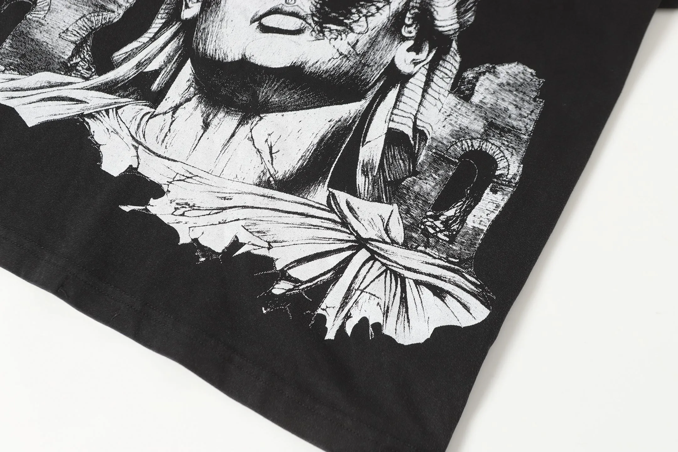 58💰6086#washed black｜Godspeed cross-border American rock and roll street washed retro style short-sleeved T (craft print) fabric (fabric): 32 count combed double yarn 250g weight size (size): S-M-L-XL color (colour): washed black 👉 👉