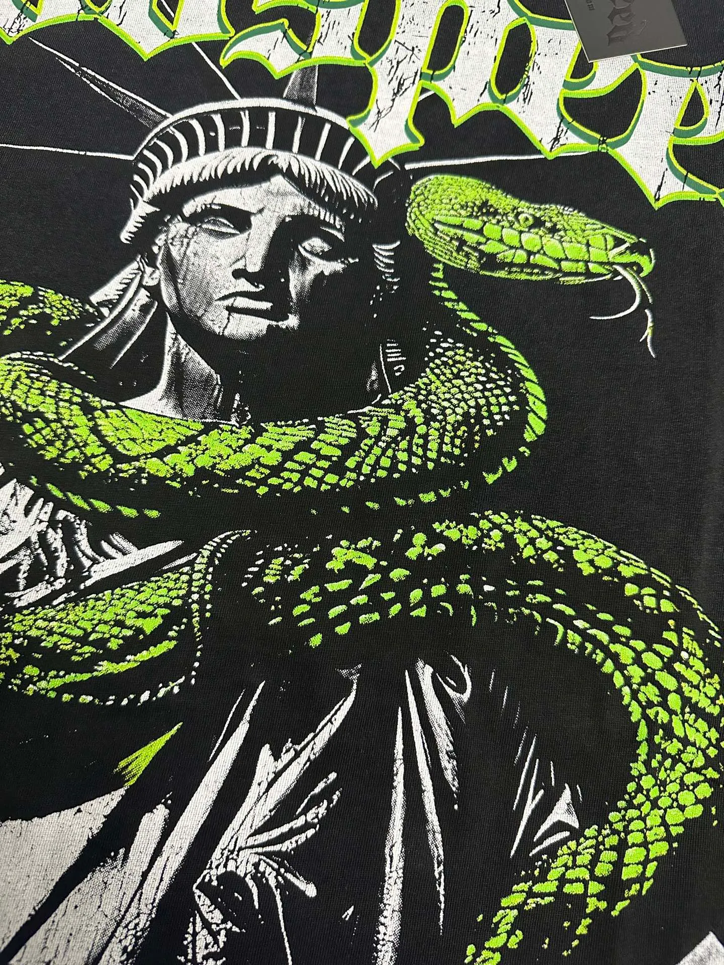 6317 washed black I P116 #Godspeed cross-border American rock and roll street washed retro style short-sleeved T (craft printing) fabric (fabric): 32 count combed double yarn 250 grams weight code number (size): S-M-L-XL color (colour): washed black