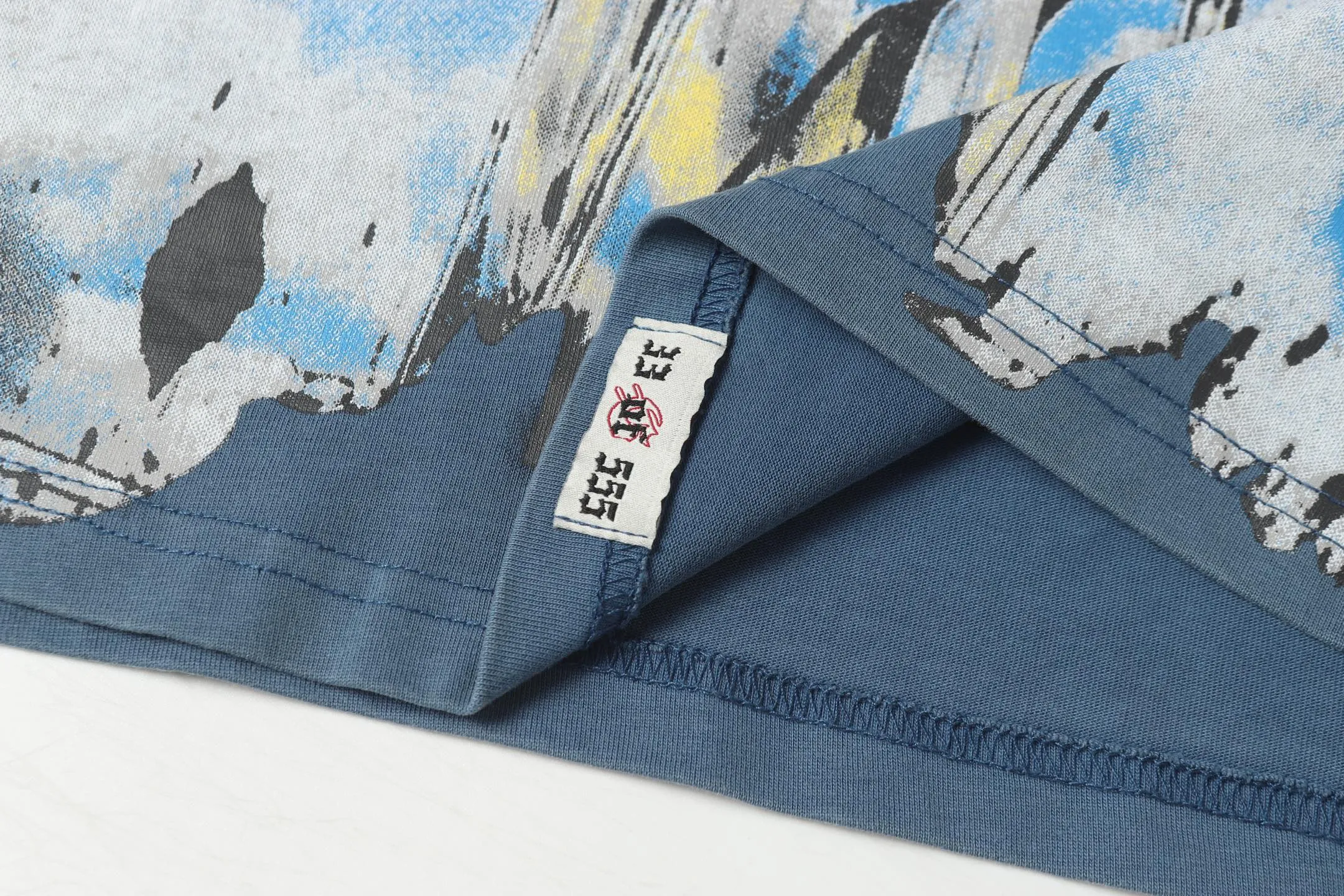6010#washed black/washed denim blue｜P116 Godspeed cross-border American rock and roll street washed retro style short-sleeved T (craft printing) fabric (fabric): 32-count combed double yarn 250g weight code (size): S-M-L-XL color (colour): washed black, washed denim blue