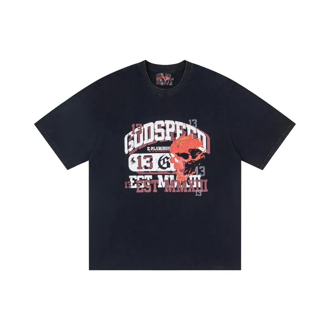 G69# GodSpeed ​​High Definition Printed Washed Short Sleeves S-XL Black P116 Blue P116 Gray P116