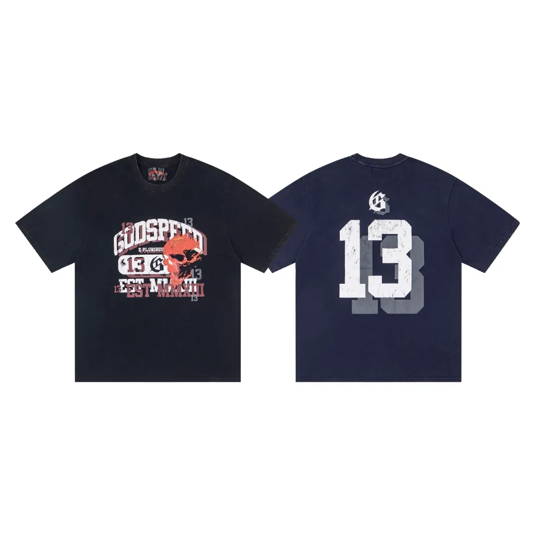 G69# GodSpeed ​​High Definition Printed Washed Short Sleeves S-XL Black P116 Blue P116 Gray P116