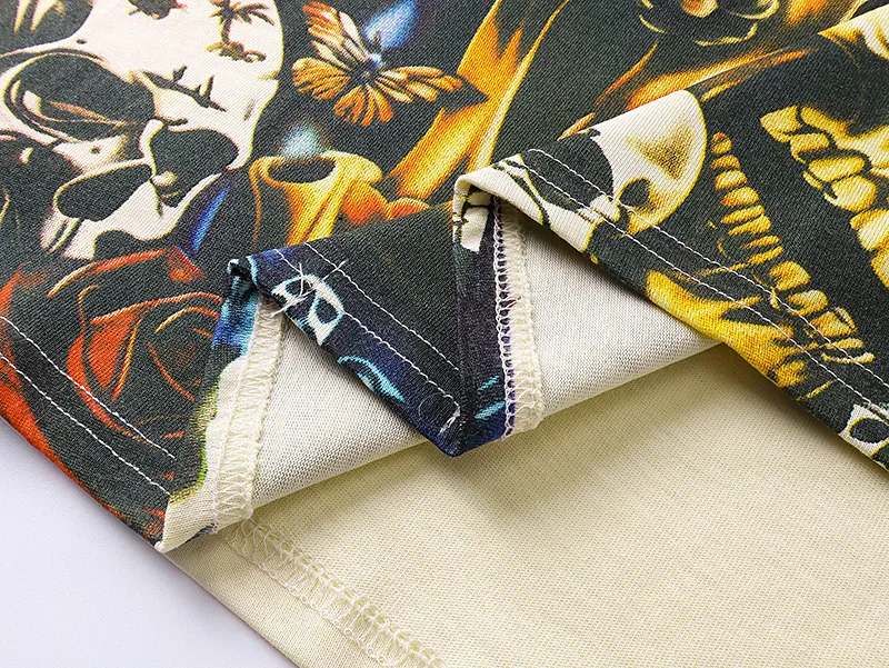 3001# P110 Real shot Godspeed American fashion rock street retro loose printed cotton short sleeves Fabric: 240g 32 count fine cotton double yarn pure cotton Color: apricot Size: S M L XL