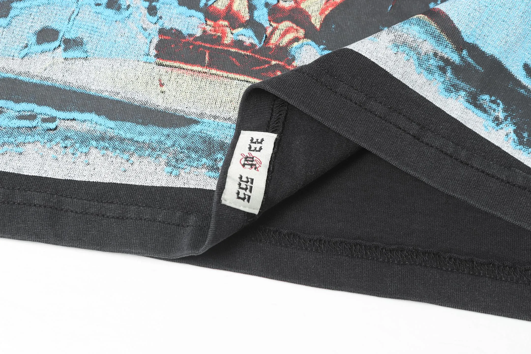 6025# washed black｜P116 Godspeed cross-border American rock and roll street washed retro style short-sleeved T (craft printing) fabric (fabric): 32 count combed double yarn 250 grams weight code (size): S-M-L-XL color (colour): washed black 👉