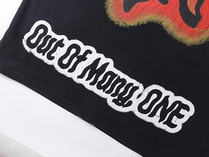 6025# washed black｜P116 Godspeed cross-border American rock and roll street washed retro style short-sleeved T (craft printing) fabric (fabric): 32 count combed double yarn 250 grams weight code (size): S-M-L-XL color (colour): washed black 👉