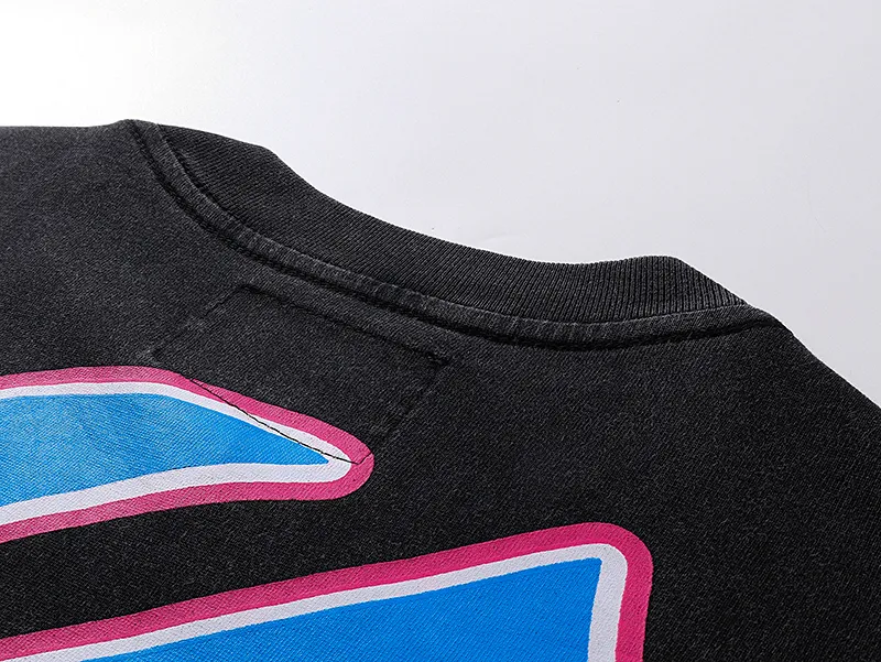 1070# P126 Washed Black Real Shot Godspeed American Fashion Rock Street Retro Washed Distressed Printed Cotton Short Sleeves Fabric: 250g 32 Count Fine Cotton Double Yarn Pure Cotton Color: Washed Black Size: S M L XL