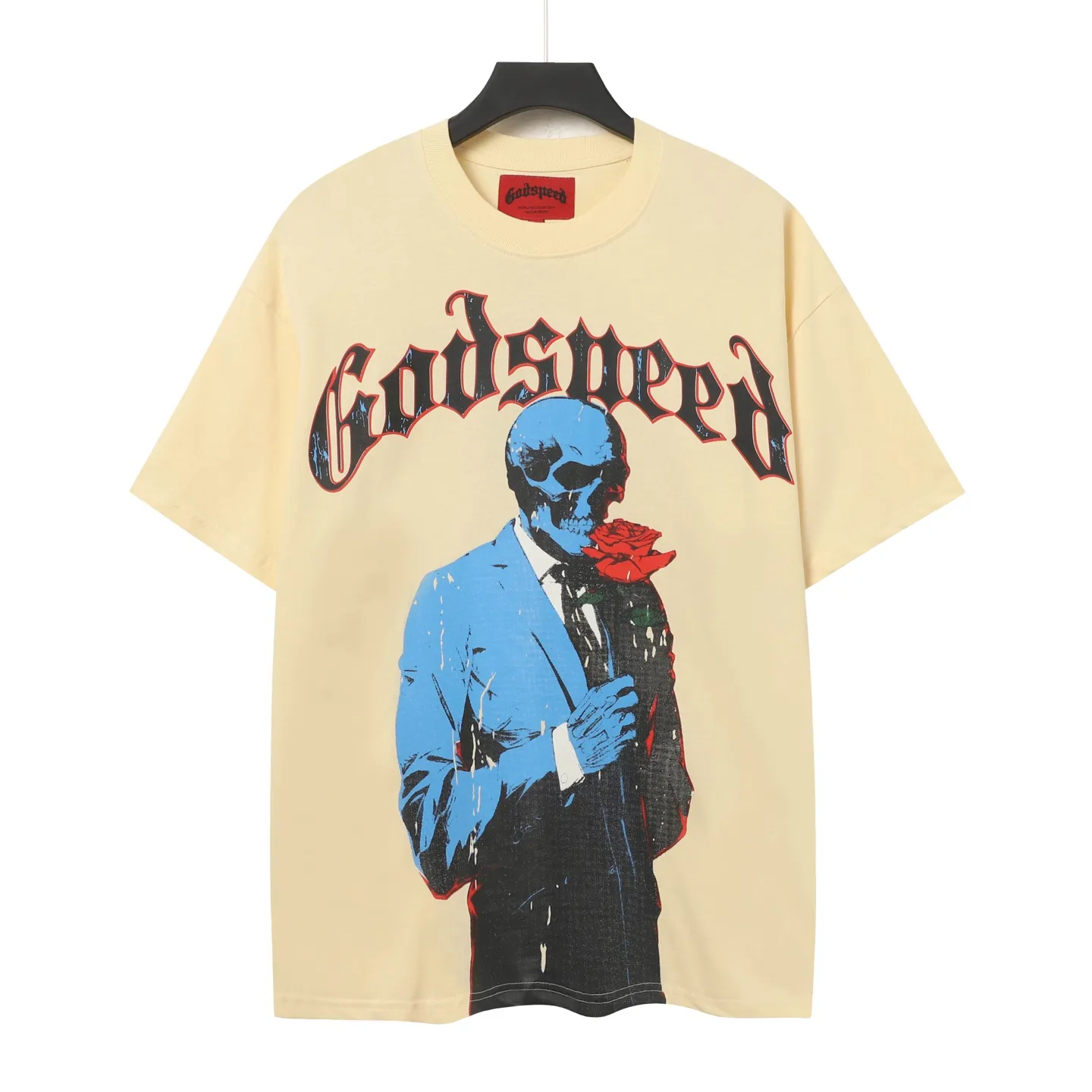 5021#White/Apricot｜P104 Godspeed cross-border American rock and roll street washed retro style short-sleeved T (craft printing) fabric (fabric): 32 count combed double yarn 240 grams weight code number (size): S-M-L-XL color (colour): white, apricot,