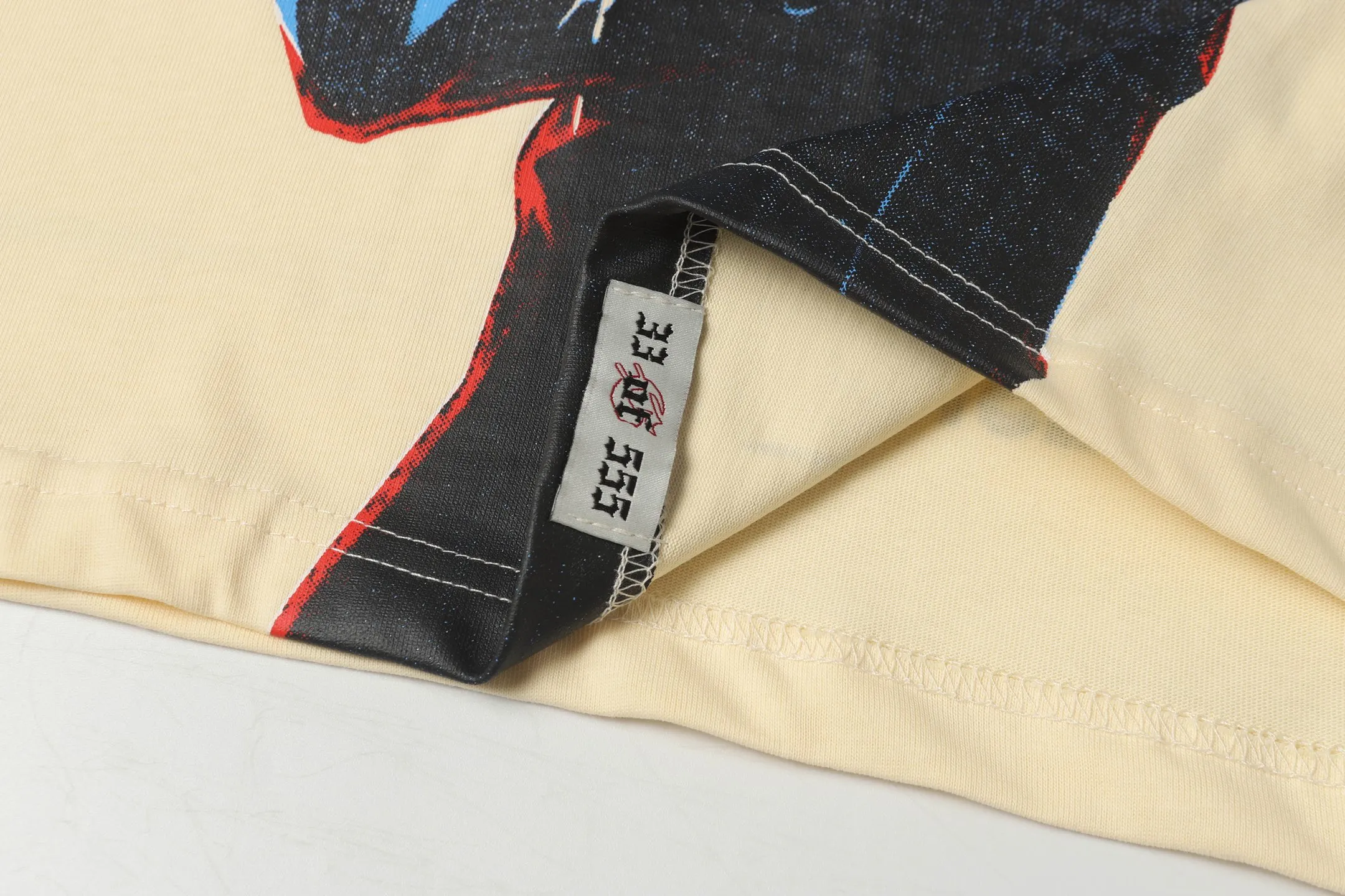 5021#White/Apricot｜P104 Godspeed cross-border American rock and roll street washed retro style short-sleeved T (craft printing) fabric (fabric): 32 count combed double yarn 240 grams weight code number (size): S-M-L-XL color (colour): white, apricot,