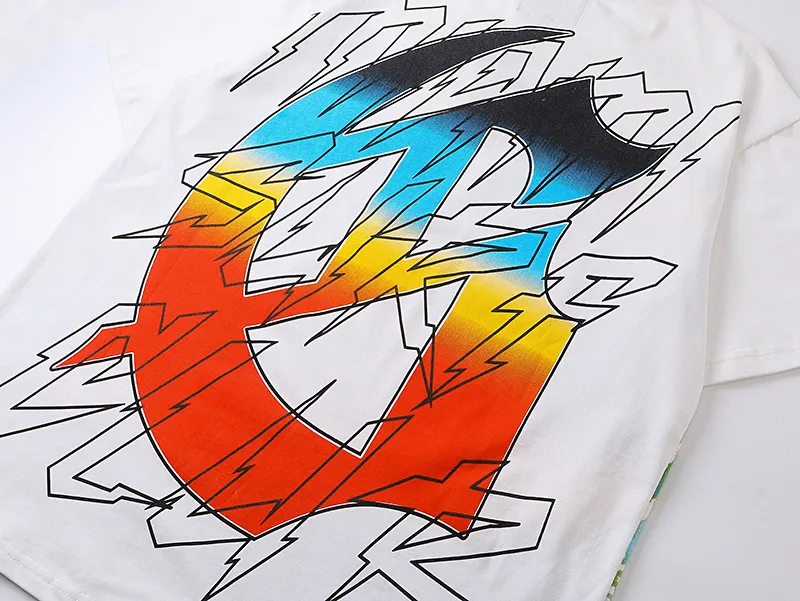 3117# P106 Real shot Godspeed American fashion rock street retro loose printed cotton short sleeves Fabric: 240g 32 count fine cotton double yarn pure cotton Color: off-white Size: S M L XL