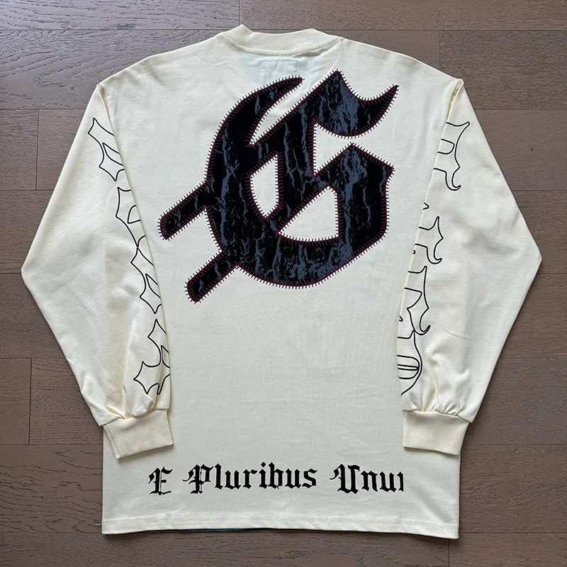 3159# P140 Real shot of Godspeed American fashion rock street pure cotton loose bottoming long-sleeved T-shirt long T. Fabric: 270g 32 count fine cotton double yarn pure cotton Color: Apricot Code number: S M L XL