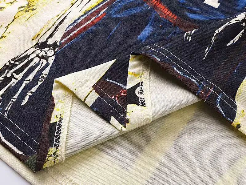 5020#Apricot｜P104 Godspeed cross-border American rock and roll street washed retro style short-sleeved T (craft printing) fabric (fabric) 32-count combed double yarn 240 grams weight code number (size): S-M-L-XL color (colour): apricot