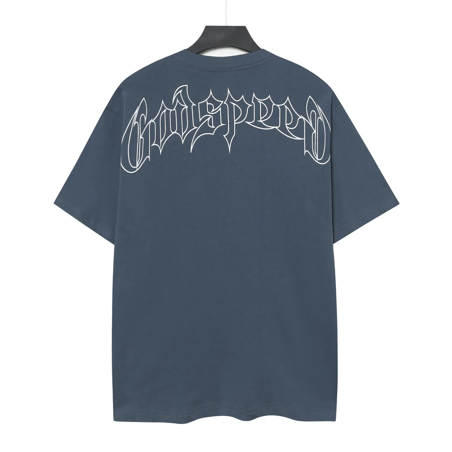 5087#seawater blue I P104 Godspeed cross-border American rock and roll street washed retro style short-sleeved T (craft printing) fabric (fabric) 32 combed double yarns 240 grams weight code number (size): S-M-L-XL color (colour): sea blue