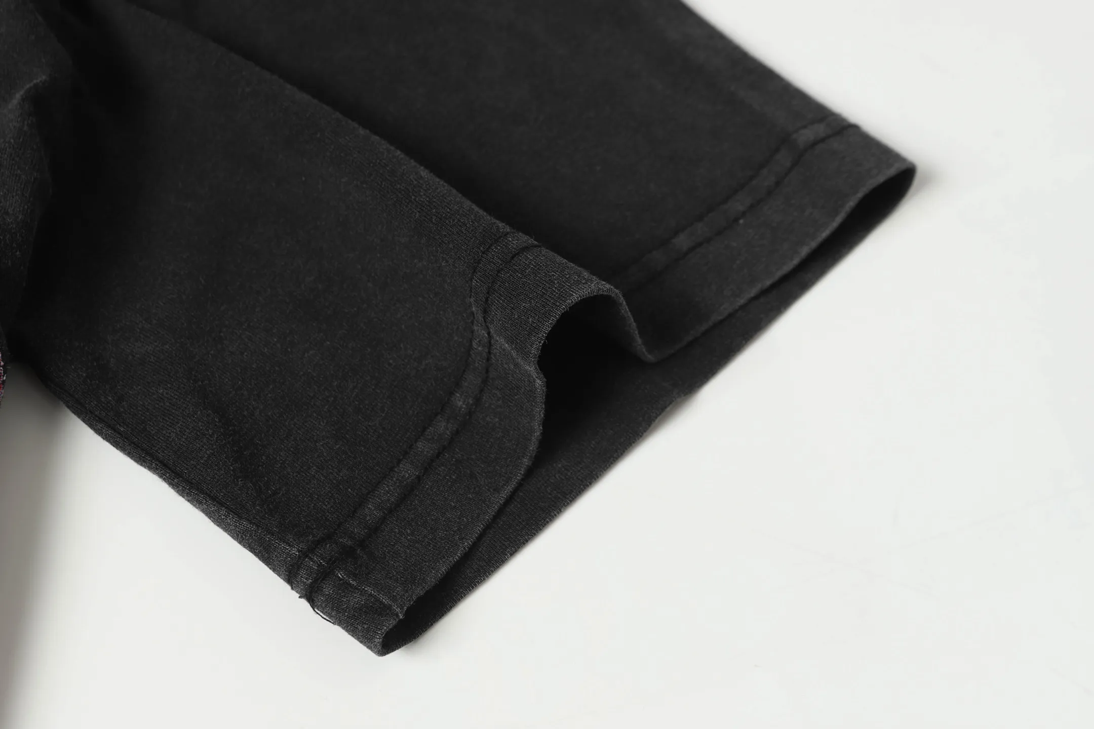 6068#washed black｜P116 Godspeed cross-border American rock and roll street washed retro style short-sleeved T (craft printing) fabric (fabric): 32 count combed double yarn 250g weight code number (size): S-M-L-XL color (colour): washed black