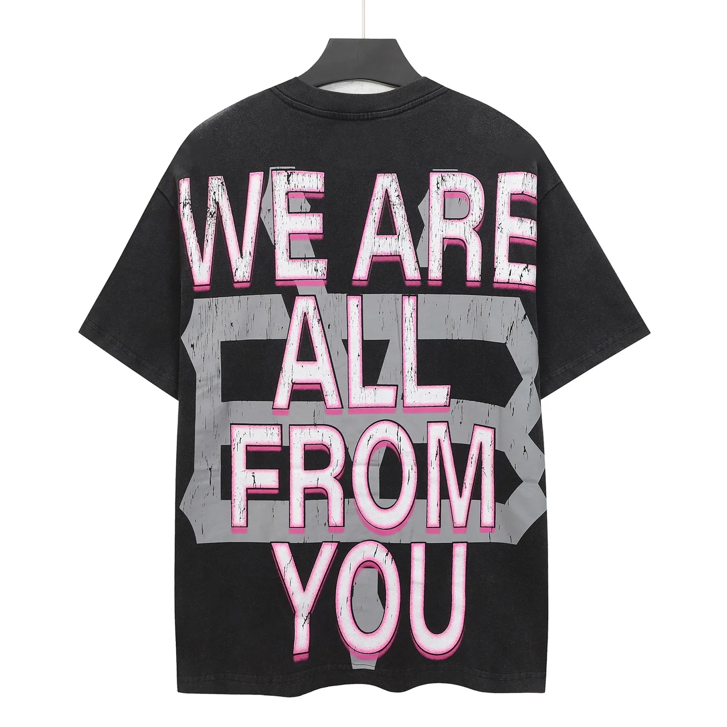 6307# washed retro black｜P116 Real shot in stock (American fashion niche) Godspeed cross-border American rock street washed retro style short-sleeved T (craft printing) Fabric (fabric): 32 counts combed double yarn 250 grams weight Size (size): S-M-L-XL Color (colour): washed black