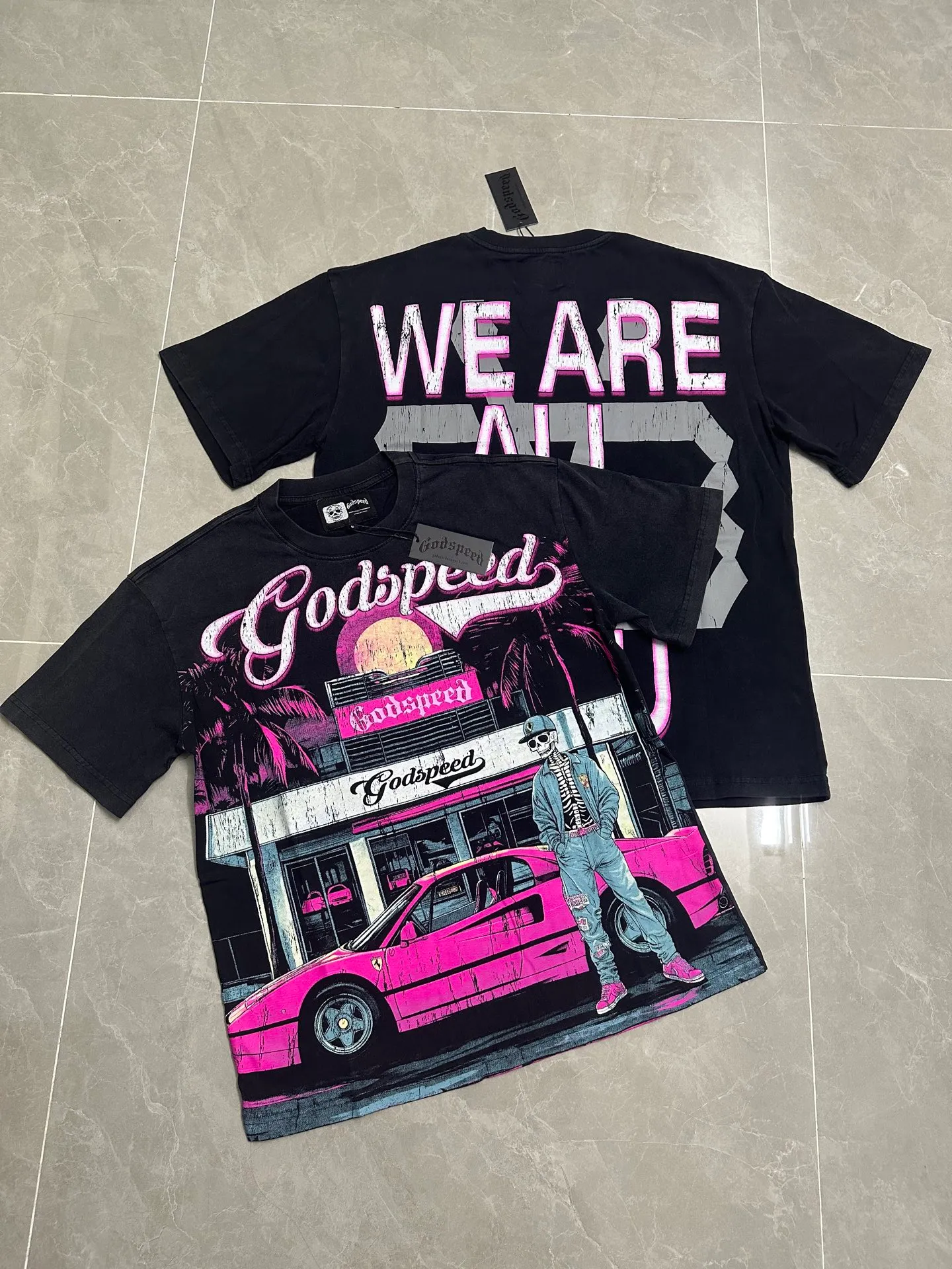 6307# washed retro black｜P116 Real shot in stock (American fashion niche) Godspeed cross-border American rock street washed retro style short-sleeved T (craft printing) Fabric (fabric): 32 counts combed double yarn 250 grams weight Size (size): S-M-L-XL Color (colour): washed black