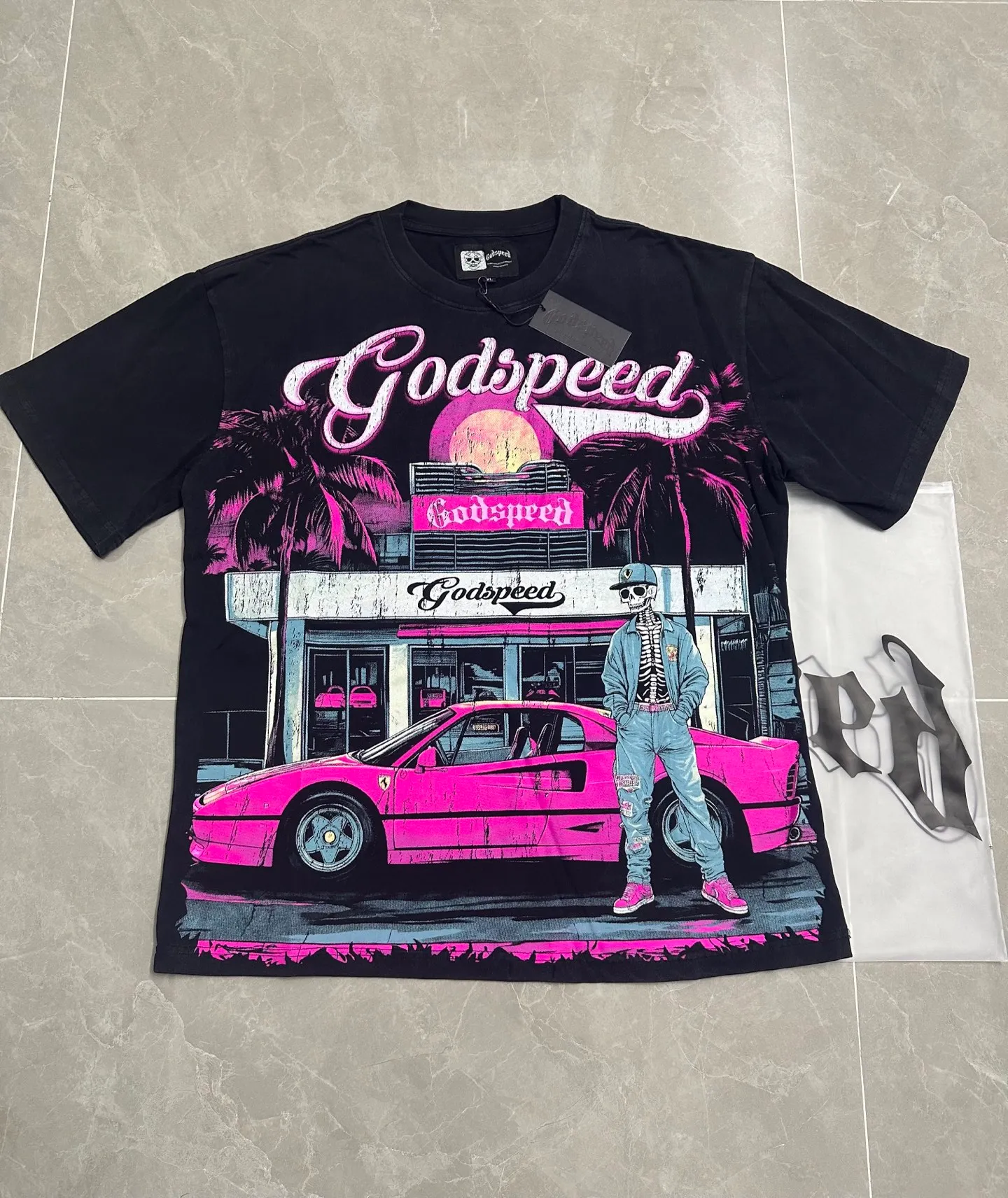 6307# washed retro black｜P116 Real shot in stock (American fashion niche) Godspeed cross-border American rock street washed retro style short-sleeved T (craft printing) Fabric (fabric): 32 counts combed double yarn 250 grams weight Size (size): S-M-L-XL Color (colour): washed black