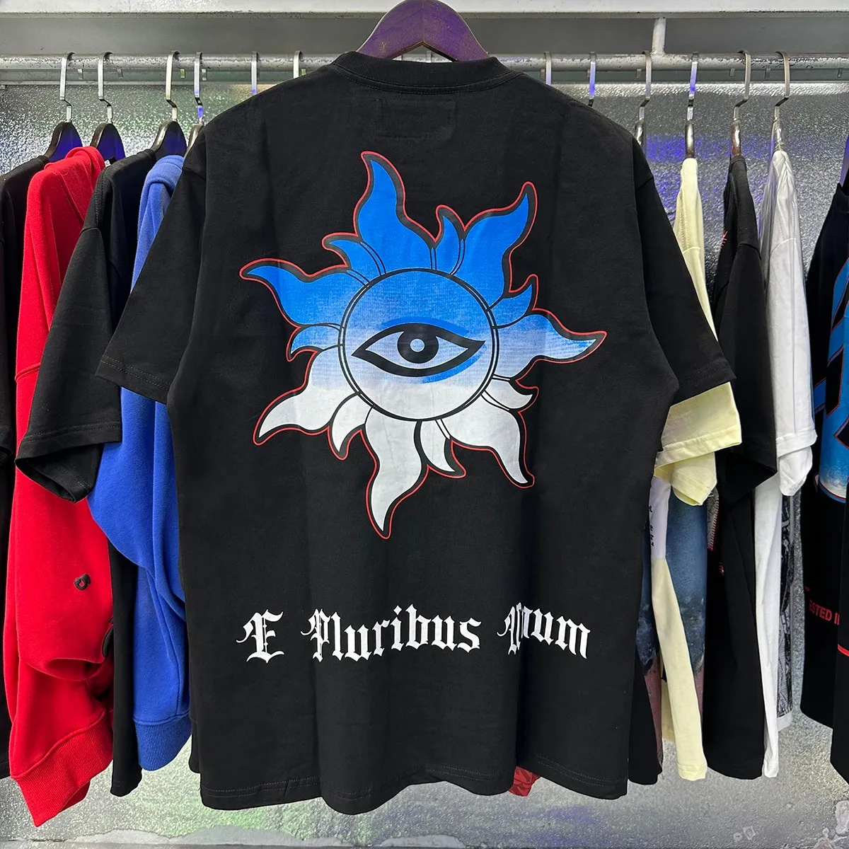 Actual photo, No. 7075, Mechao Godspeed supercar beach road printing high quality double yarn pure cotton casual short-sleeved T-shirt batch 110 Color: black, white, blue; Size: S M L XL