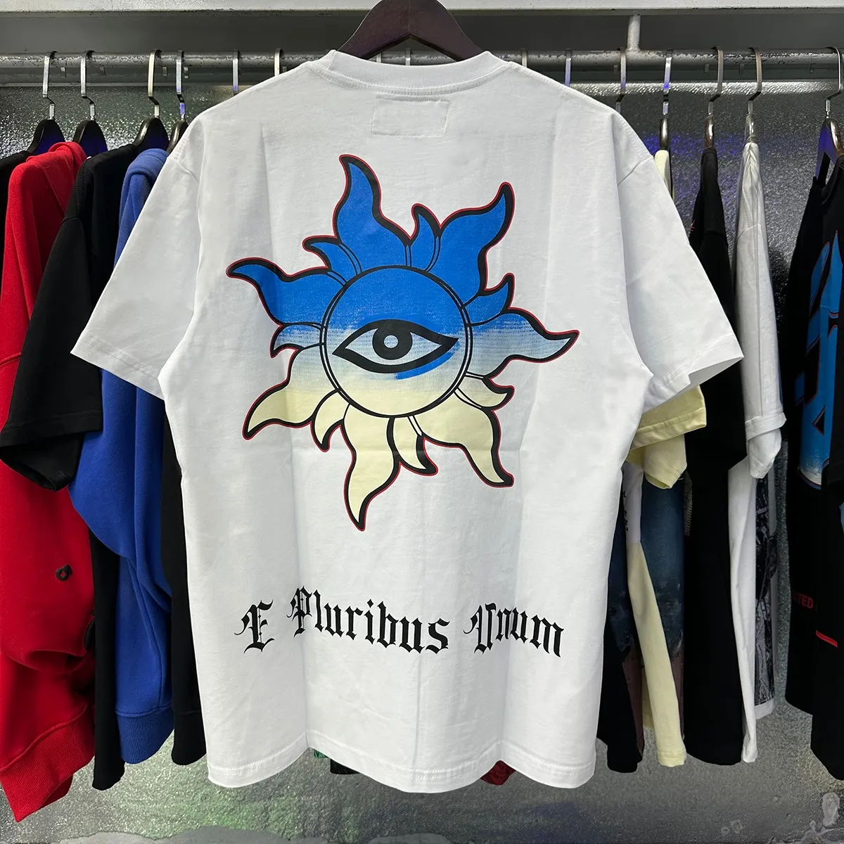 Actual photo, No. 7075, Mechao Godspeed supercar beach road printing high quality double yarn pure cotton casual short-sleeved T-shirt batch 110 Color: black, white, blue; Size: S M L XL