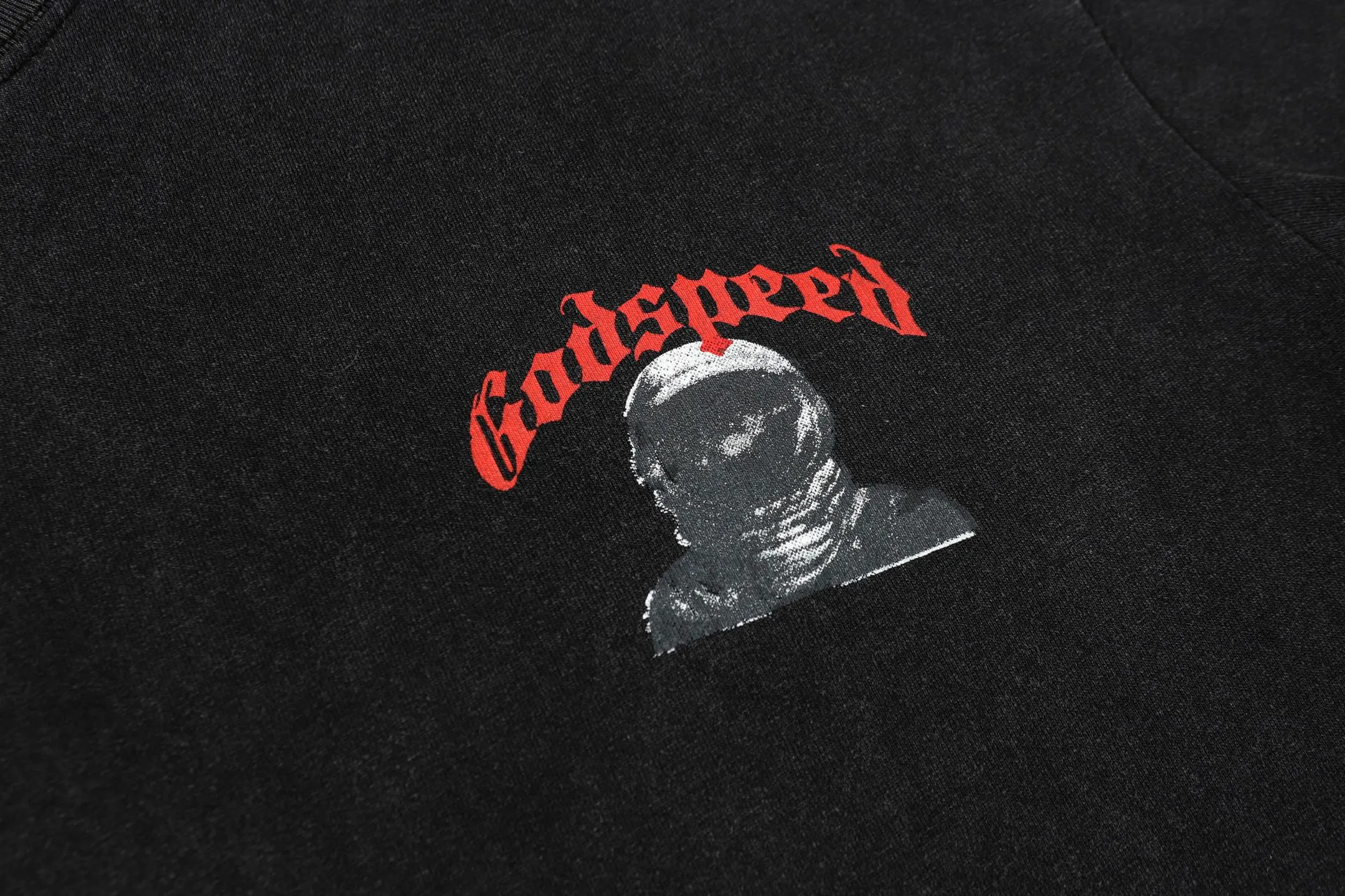 6052#washed black｜P116 Godspeed cross-border American rock and roll street washed retro style short-sleeved T (craft printing) fabric (fabric): 32 count combed double yarn 250g weight code number (size): S-M-L-XL color (colour): washed black