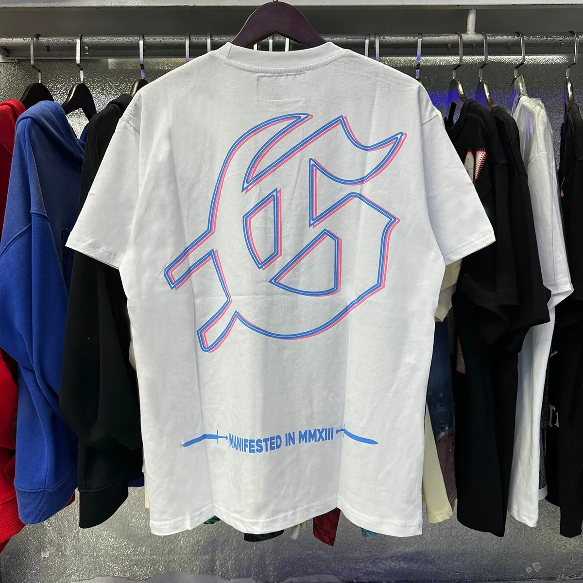 Actual photo, No. 7056, beautiful Godspeed skull crowd printing high quality double yarn pure cotton casual short-sleeved T-shirt batch 110 Color: black, white; Size: S M L XL
