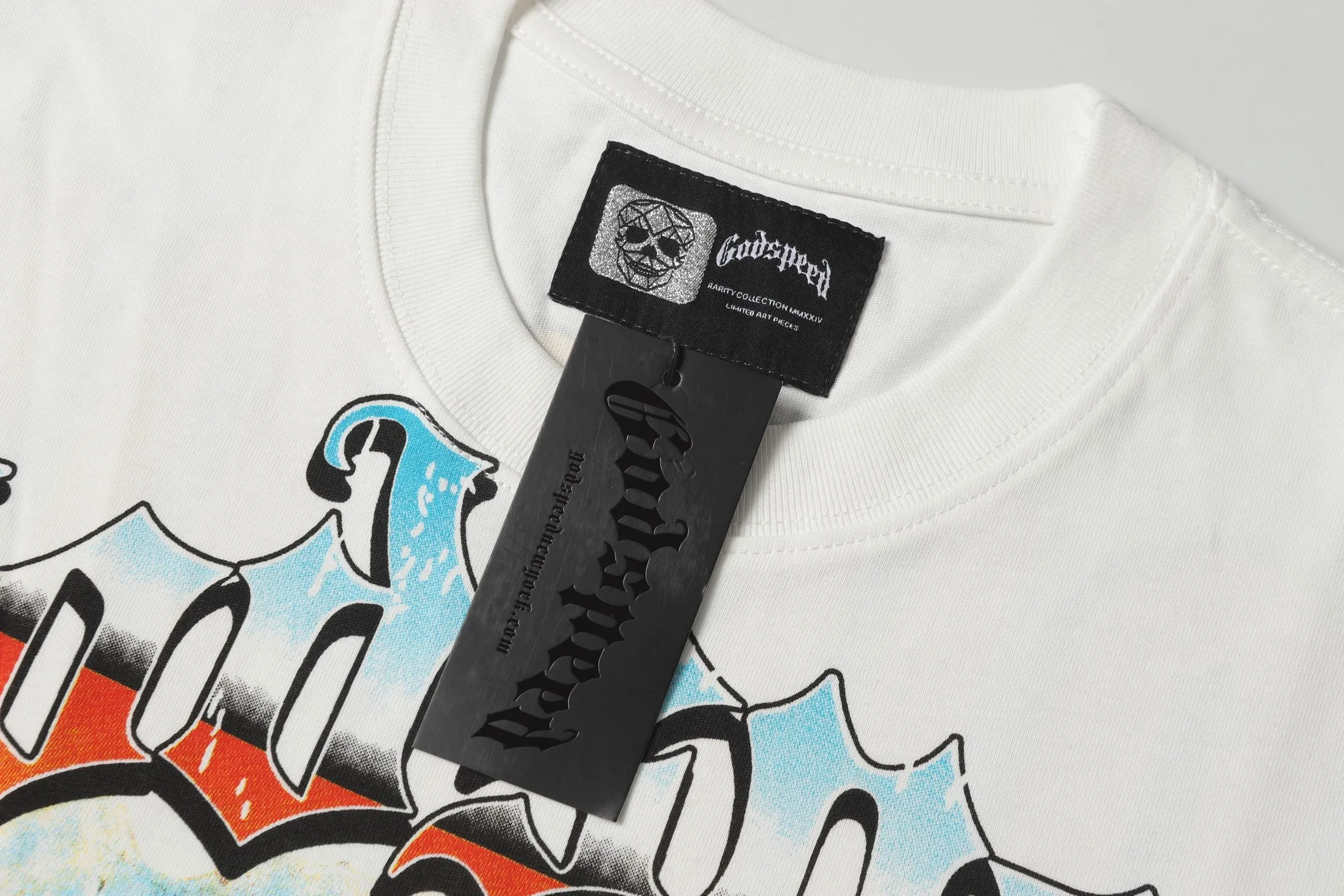 5012# White/Apricot P104 Godspeed cross-border American rock and roll street washed retro style short-sleeved T (craft printing) fabric (fabric): 32 count combed double yarn 240 grams weight code number (size): S-M-L-XL color (colour): white, apricot,