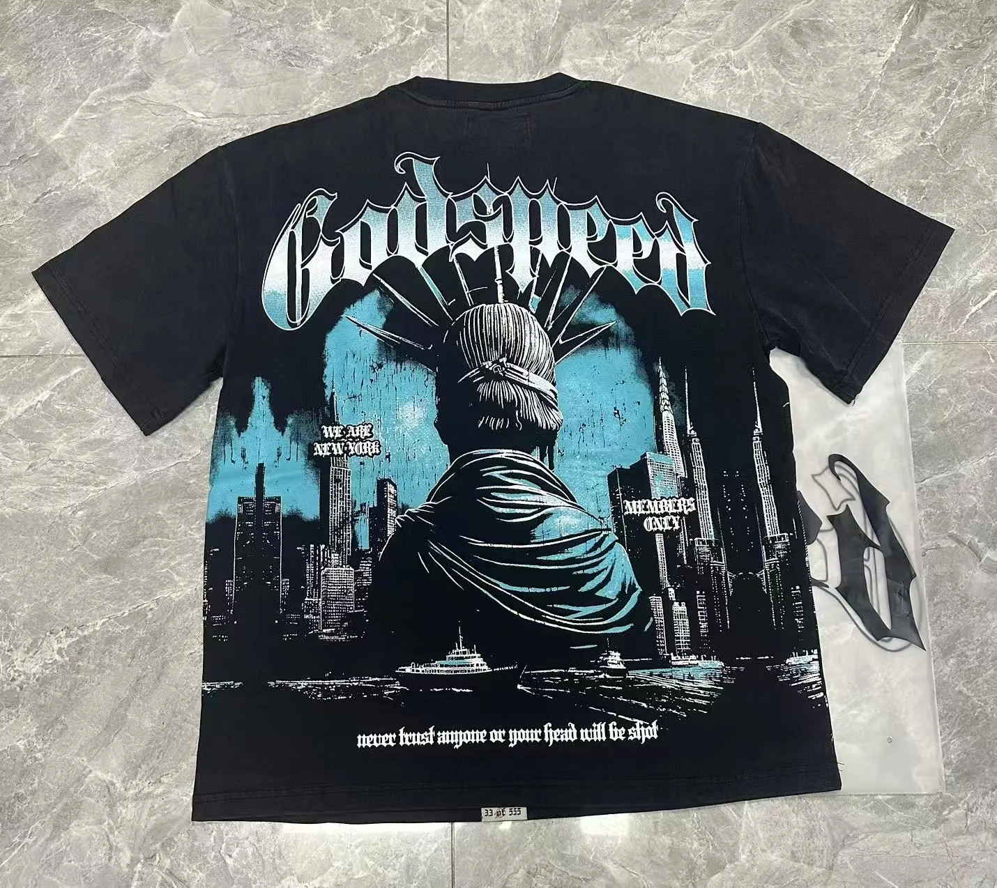 6099#washed black I P116 high-definition printing. soft touch Godspeed cross-border American rock and roll street washed retro style short-sleeved T (craft printing) fabric (fabric): 32 counts combed double yarn 250 grams weight code (size): S-M-L-XL color (colour): washed black 👉 👉 👉 👉