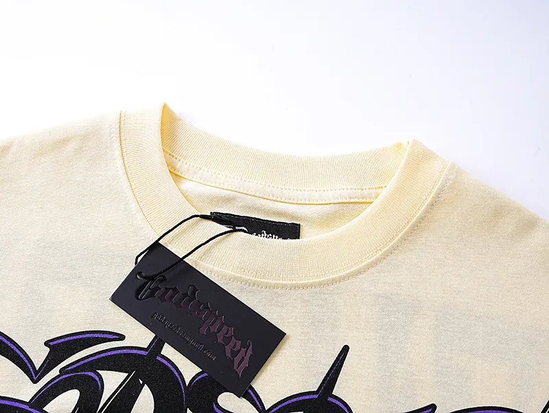3168# P106 Real shot Godspeed American fashion rock street retro loose printed cotton short sleeves Fabric: 240g 32 count fine cotton double yarn pure cotton Color: apricot Size: S M L XL